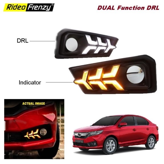 Buy Honda Amaze 2018 | 2019 | 2020 Dual Function Led DRL Day Time Running Lights | Matrix Type Turn Indicator Signal