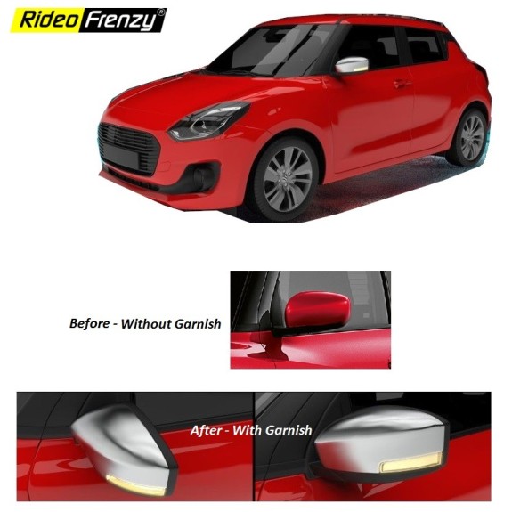 Buy Suzuki Swift 2018 | 2019 | 2020 Chrome Blinking Side Mirror Garnish Covers with Indicators | Specialized ABS Material