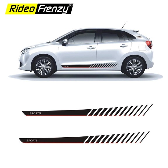 Buy Maruti Baleno Body Side Graphics Stickers | Complete Set | Sports RS type