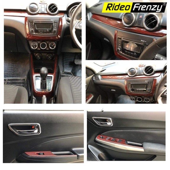 Buy Maruti New Swift 2018+ Interior Show Wooden Chrome Combo Kit 15 | compatible to all model of swift 2019 | 2020