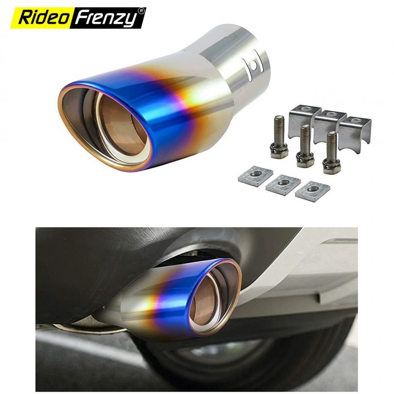Buy Multi Color Racing Style Zig Zag Chrome Heavy Duty Exhaust Muffler Tip online at lowest price in India