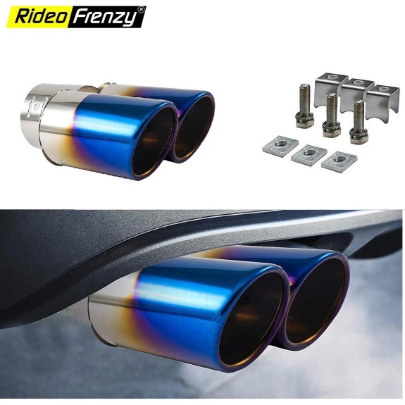 Buy Multi Color Racing Style Dual-Tip Chrome Heavy Duty Exhaust Muffler online India
