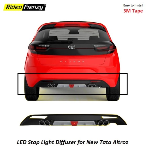 Buy Sporty Bumper Skirt Diffuser for Tata Altroz with LED Stop Light online India | Lowest price & Best Quality