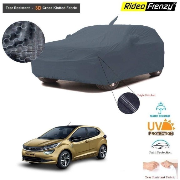 Tata Altroz Body Cover with Antenna and Mirror Pockets | 3D Cross Knitted Fabric | UV & Tear Resistant