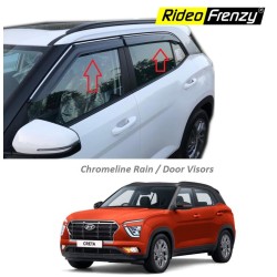 Buy Hyundai Creta 2020 Chrome Line Door Visors | Unbreakable ABS Plastic