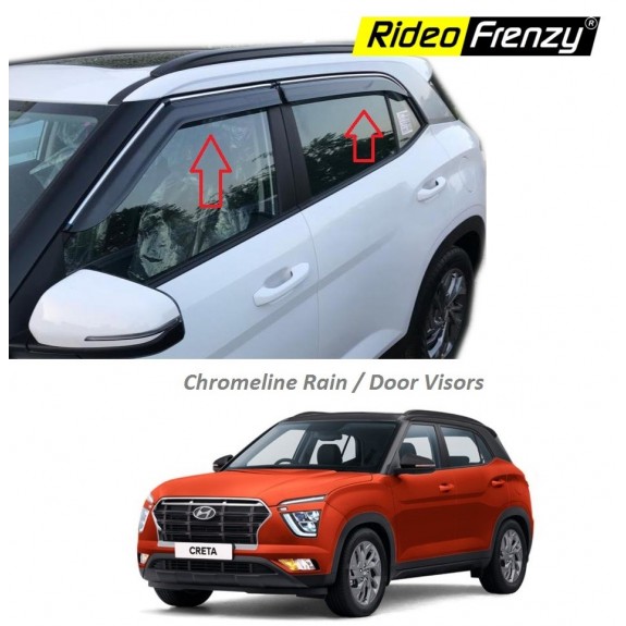 Buy Hyundai Creta 2020 Chrome Line Door Visors | Unbreakable ABS Plastic