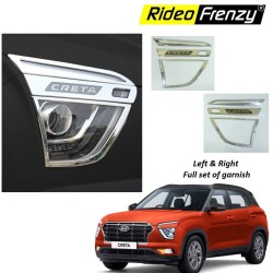 Buy Hyundai Creta 2020 Chrome Headlight Garnish Covers | Triple Layer Chrome Finish