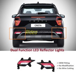 Buy Hyundai Creta 2020 Dual Function LED Bumper Reflector Lights | Matrix Moving Light