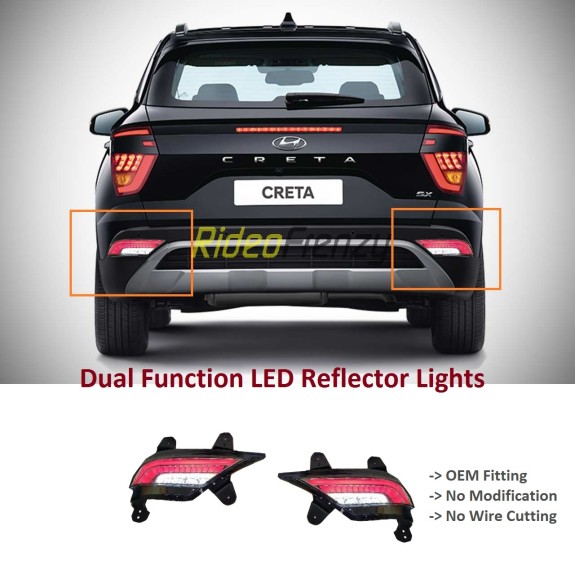 Hyundai Creta 2020 Dual Function LED Bumper Reflector Lights with Matrix Moving Light Function