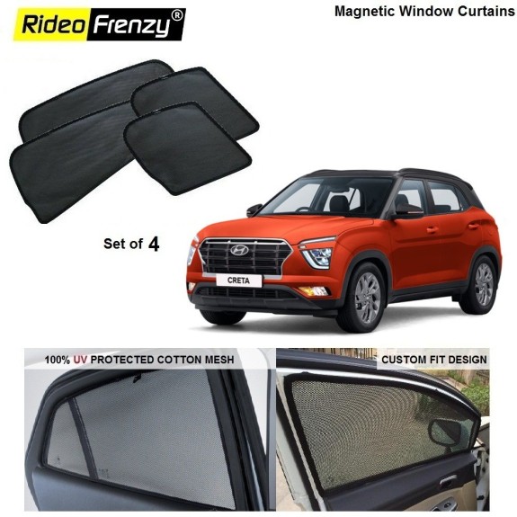 Buy Hyundai Creta 2020 Magnetic Window Sunshades | 90% Heat Isolation