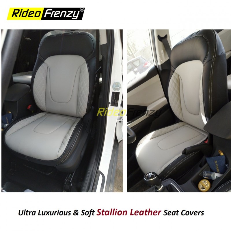 Hyundai Creta 2020 Stallion Leather Seat Covers Skin Fit Tailor Made Stitching 14mm - Honda Civic Hatchback Seat Covers 2020