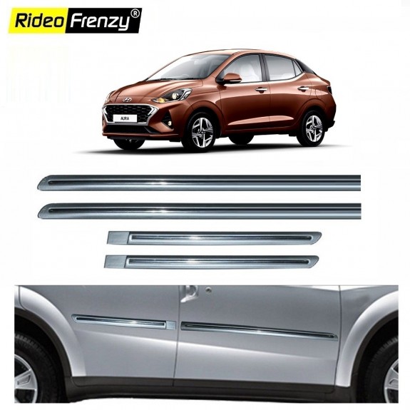 Buy Hyundai Aura Silver Chromed Side beading