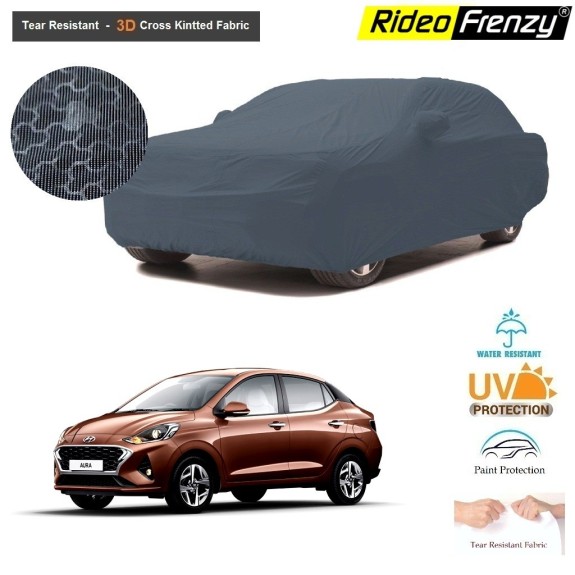 Buy Hyundai Aura Body Cover with Mirror Pockets | 100% UV Protection & Dustproof | 3D Tear Resistant Fabric