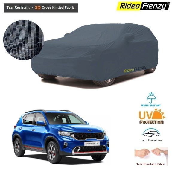 Buy Kia Sonet Car Body Cover with Mirror Pockets | 100% UV Protection & Dustproof | 3D Tear Resistant Fabric