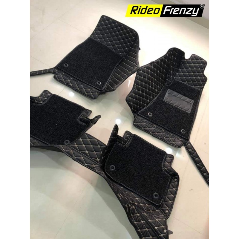 Kia Sonet 7D Nappa Leather Luxury Floor Mats | Full Coverage | Anti Slip Velcro Sticky Back