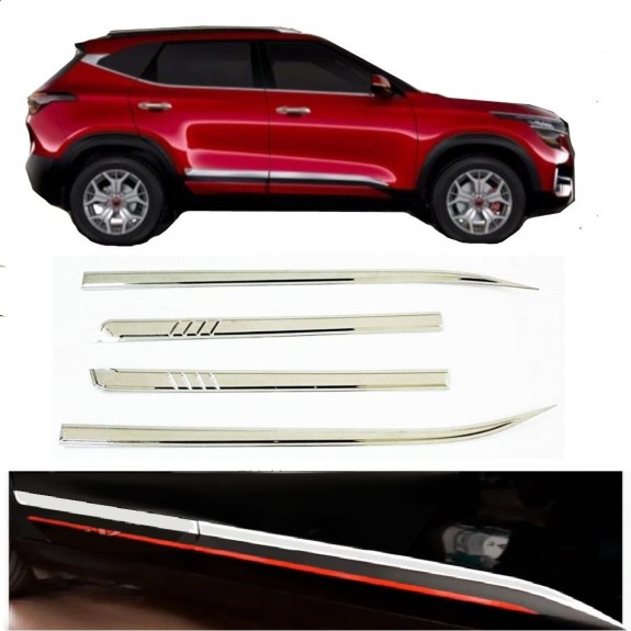 Buy Kia Seltos Chrome Body Side Moulding | Imported ABS Quality | Triple Layer Chrome Plating