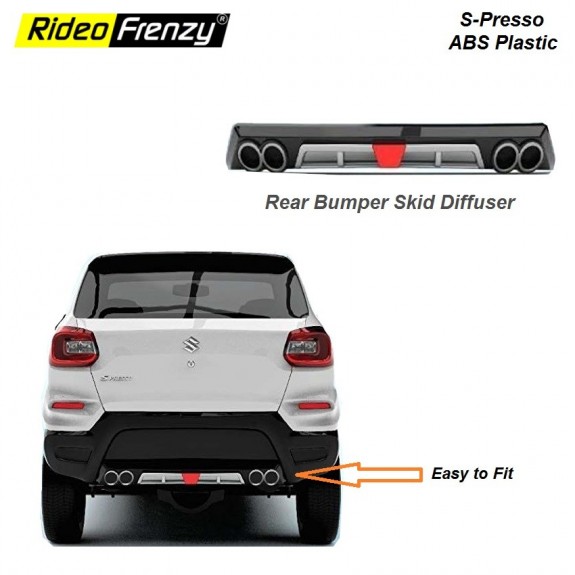 Buy Suzuki S-Presso Rear Bumper Diffuser with LED Stop Light | Sporty Dual Tone Design