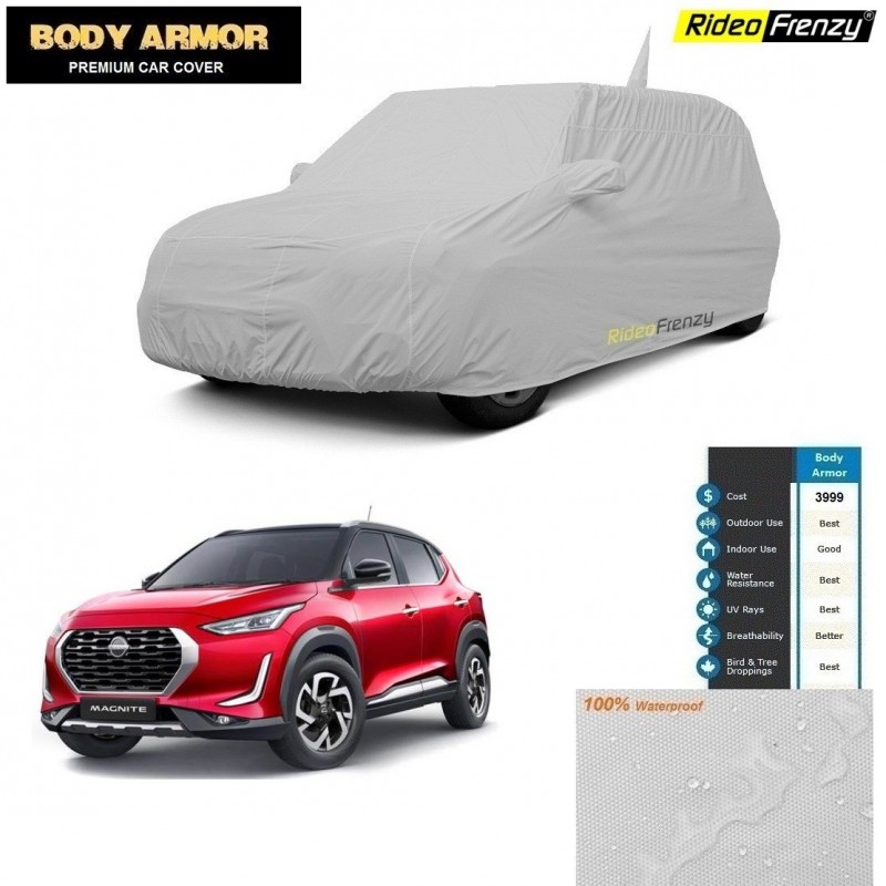 Buy Nissan Magnite Car Cover with Mirror & Antenna Pocket | 100% Waterproof | UV Resistant | Dustproof | No Color Bleeding