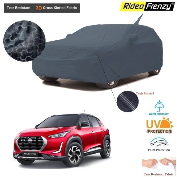 Nissan Magnite Body Cover with Antenna and Mirror Pockets | 3D Cross Knitted Fabric | UV & Tear Resistant