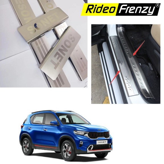 Buy Kia Sonet Stainless Steel Door Scuff Sill Plates | Protect Car from Rusting & Scratches