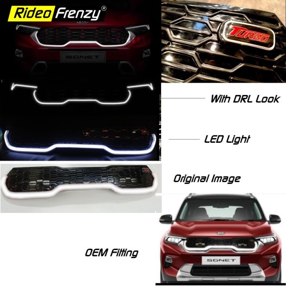 Buy Kia Sonet Customized LED Front Grill | Imported | ABS Moulded | Custom Fit Design