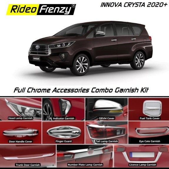 Buy Innova Crysta 2020 Chrome Accessories Garnish Combo Kit Online India | Rustfree & Triple Chrome Plating