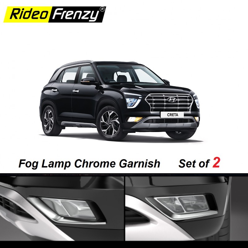 Buy Hyundai Creta 2020 Chrome Fog Lamp Garnish Covers | Triple Layered Chrome