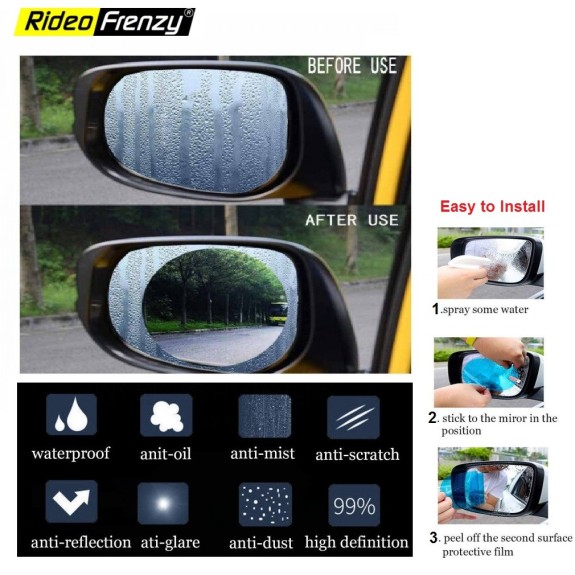 Buy Anti Fog Water Repellent Protective Film for Rear View Mirror | Set of 2 pcs | Circle Shape