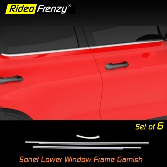 Buy Kia Sonet Complete Lower Window Garnish | Stainless Steel | 6 Pcs Set