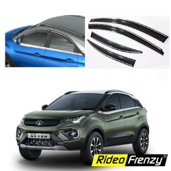 Buy Tata NEXON | EV Chrome Line Door / Rain Visors | Unbreakable ABS Plastic