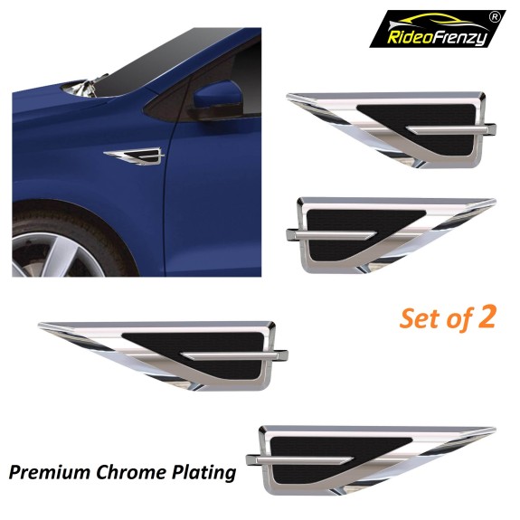 Buy RideoFrenzy Sonic 3D Chrome Side Air Flow Vents | Universal Fit to All Car
