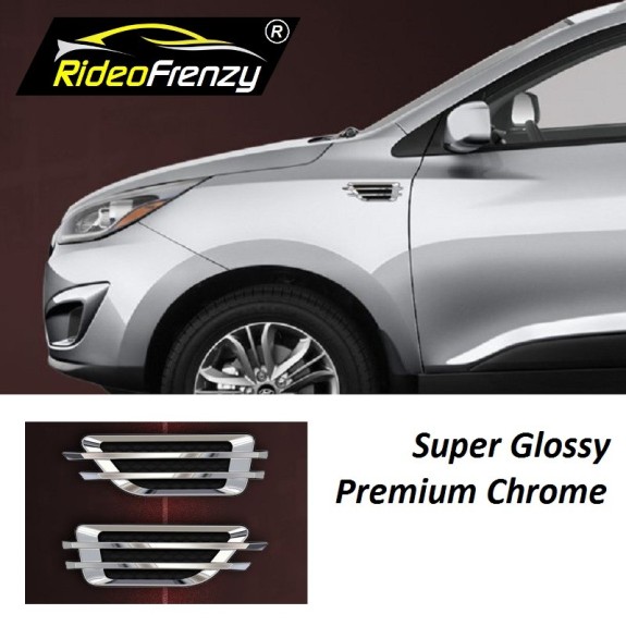 Buy RideoFrenzy Super 3D Chrome Side Air Flow Vents | Universal Fit to All Car