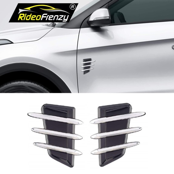 Buy RideoFrenzy Star 3D Chrome Side Air Flow Vents | Universal Fit to All Car
