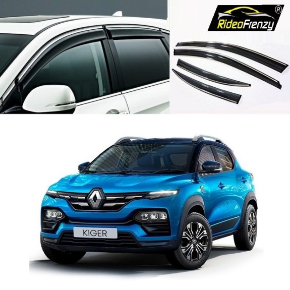 Buy Renault Kiger Chrome Line Door Visors | Unbreakable ABS Plastic