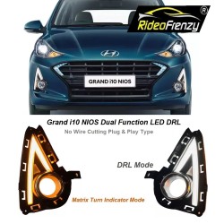 Buy Grand i10 NIOS Chromeline Dual Function LED DRL Day Time Running Lights | Matrix Type Turn Indicator Signal