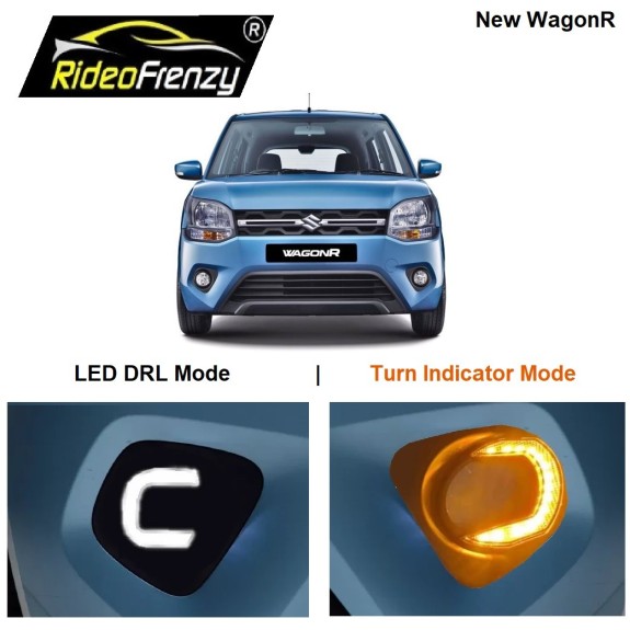 Buy New WagonR 2019 onwards Chromeline Dual Function LED DRL Day Time Running Lights | Matrix Type Turn Indicator Signal
