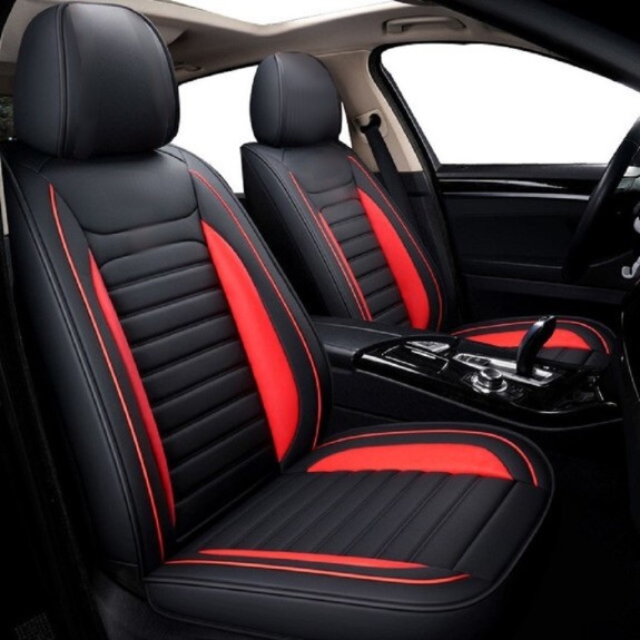 Buy RideoFrenzy Luxury Nappa Leather Car Seat Covers | Skin Fit Tailor Made | Fusion Black and Red | 20mm Evlon Foam