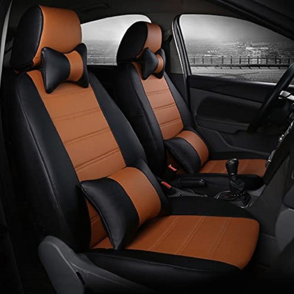 Buy RideoFrenzy Luxury Nappa Leather Car Seat Covers | Skin Fit Tailor Made | Sleek Black and Tan | 20mm Evlon Foam
