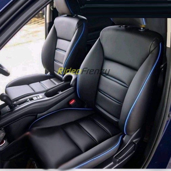 Buy RideoFrenzy Luxury Nappa Leather Car Seat Covers | Skin Fit Tailor Made | BUKET Black and Blue | 20mm Evlon Foam