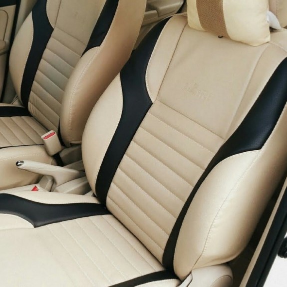 Buy RideoFrenzy Luxury Nappa Leather Car Seat Covers | Skin Fit Tailor Made | Rakso Beige and Black | 20mm Evlon Foam
