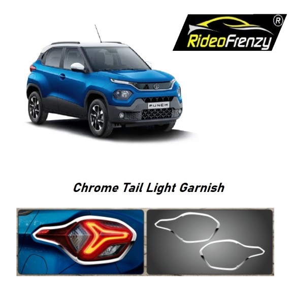 Buy Tata Punch Chrome Tail Light Garnish Covers | Triple Chrome Plating