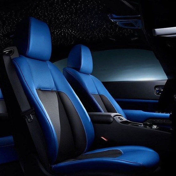 Buy RideoFrenzy Luxury Nappa Leather Car Seat Covers | Skin Fit Tailor Made | Sleek Blue and Black | 20mm Evlon Foam