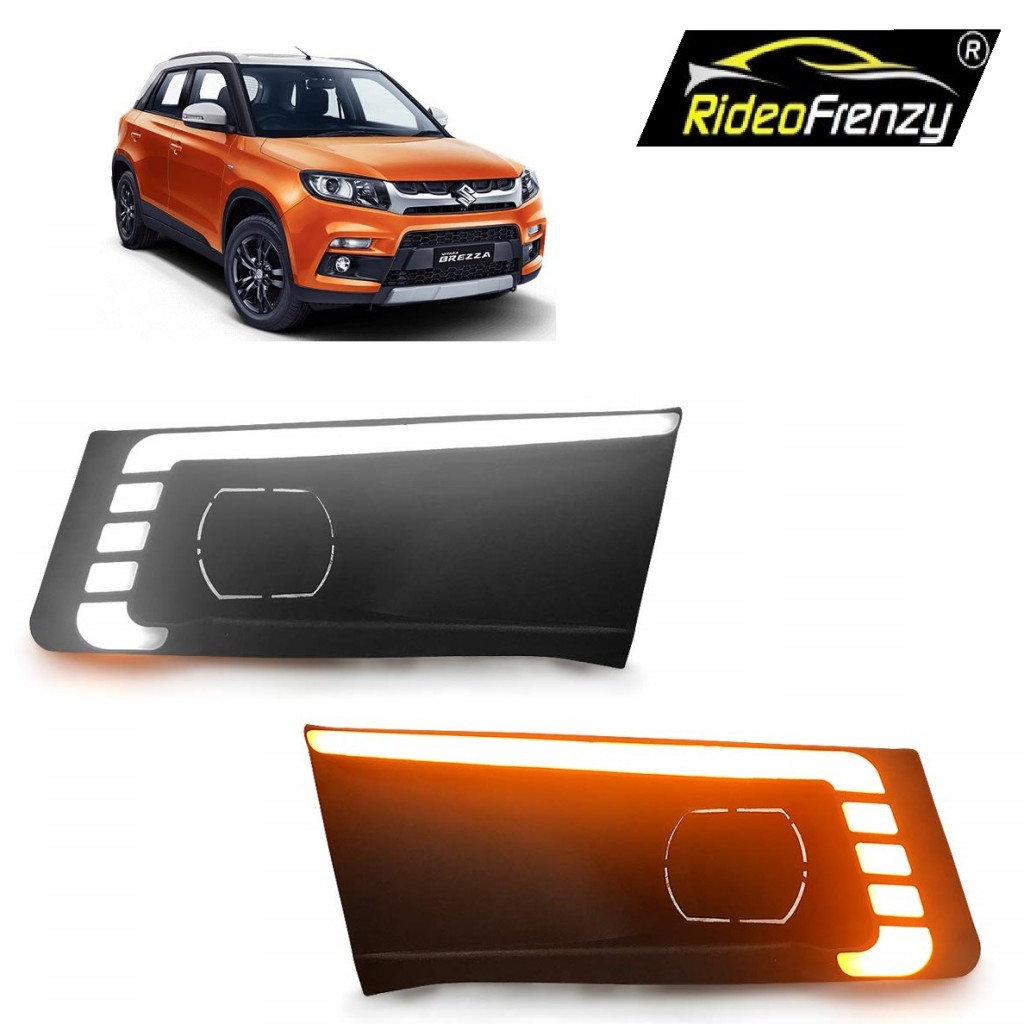 Buy Vitara Brezza LEd DRL (Day Time Running Lights) With Turn Signal | Fog Light Replacement | No Wire Cutting