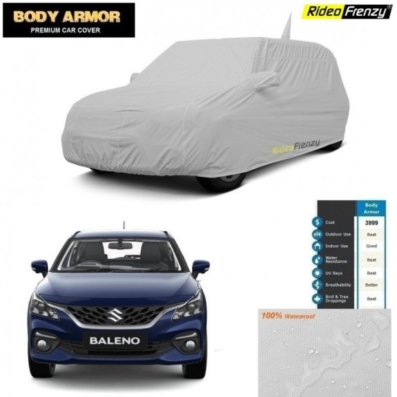 New Baleno 2022 Waterproof Car Body Cover Mirror Pockets & Antenna | UV Sun Radiation and DustProof | Scratch Resistant Fabric