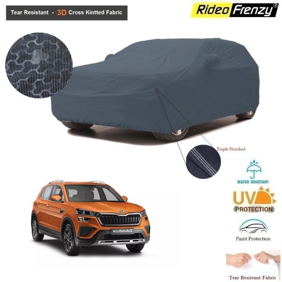 Buy Skoda Kushaq Car Body Cover with Mirror Pockets | 100% UV Protection & Dustproof | Long Lasting 3D Tear Resistant Fabric