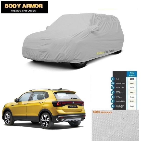 Volkswagen Taigun Waterproof Car Body Cover Mirror Pockets | UV Sun Radiation and DustProof | Scratch Resistant Fabric