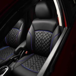 Buy RideoFrenzy Luxury Nappa Leather Car Seat Covers | Skin Fit Tailor Made | Kriscross Black and Blue Design | 20mm Evlon Foam