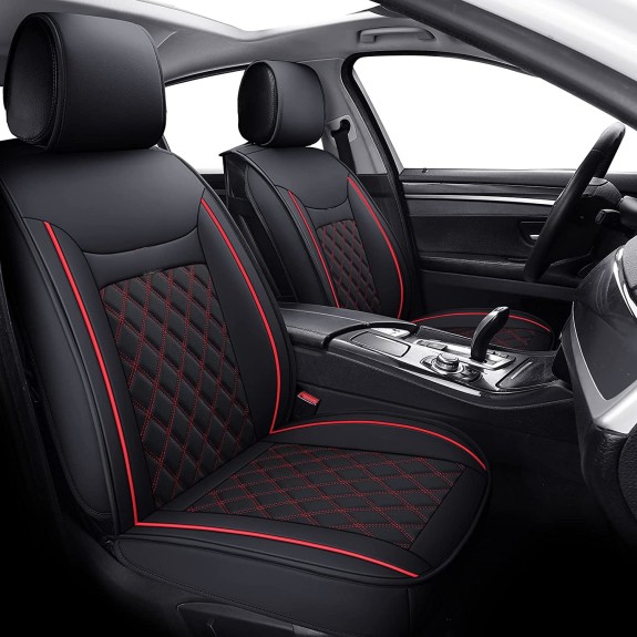 Buy RideoFrenzy Luxury Nappa Leather Car Seat Covers | Skin Fit Tailor Made | ClubClass Black and Red Color | 20mm Evlon Foam