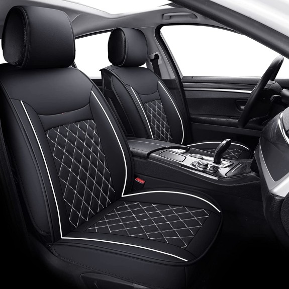 Buy RideoFrenzy Luxury Nappa Leather Car Seat Covers | Skin Fit Tailor Made | ClubClass Black and White | 20mm Evlon Foam