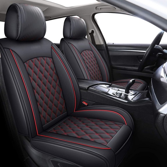 Buy RideoFrenzy Luxury Nappa Leather Car Seat Covers | Skin Fit Tailor Made | Zebra Black and Red Color | 20mm Evlon Foam